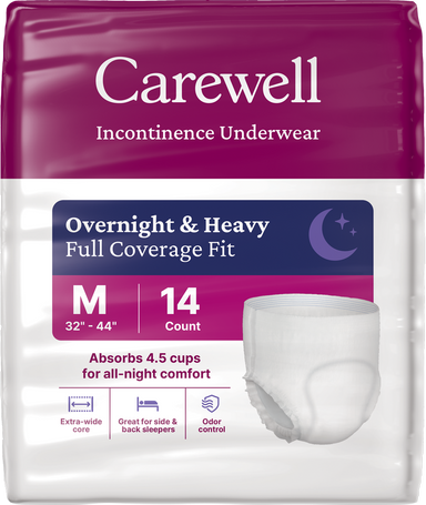 Carewell Incontinence Underwear Overnight & Heavy Full Coverage Fit
