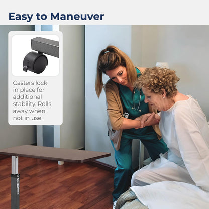 Non Tilt Top Overbed Table with Wheels